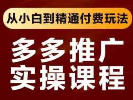 拼多多推广实操课程,从小白到精通付费玩法-资源分享吧