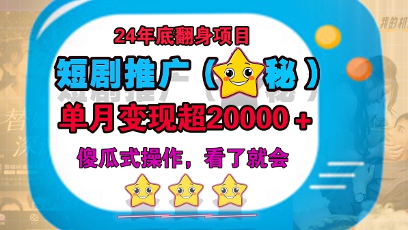 24年底短剧推广新玩法(揭秘)，傻瓜式操作-搞钱专业户