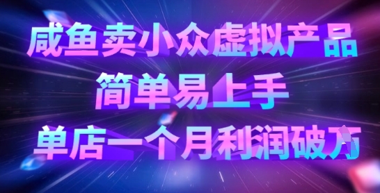 咸鱼卖小众虚拟产品，简单易上手，单店一个月利润破W-搞钱专业户