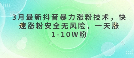 3月最新抖音暴力涨粉技术，快速涨粉安全无风险，一天涨1-10W粉-搞钱专业户