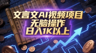 文言文AI视频项目，无脑操作，日入1K以上-搞钱专业户