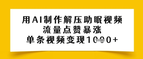 用AI制作解压助眠视频，流量点赞暴涨，单条视频变现多张-搞钱专业户