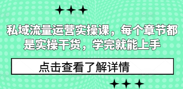 私域流量运营实操课，每个章节都是实操干货，学完就能上手-搞钱专业户