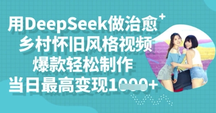 用DeepSeek做治愈乡村怀旧风格视频，爆款轻松制作，当日最高变现多张-搞钱专业户