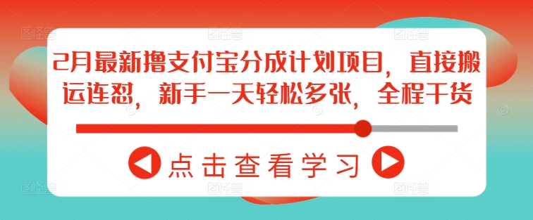 2月最新撸支付宝分成计划项目，直接搬运连怼，新手一天轻松多张，全程干货-搞钱专业户